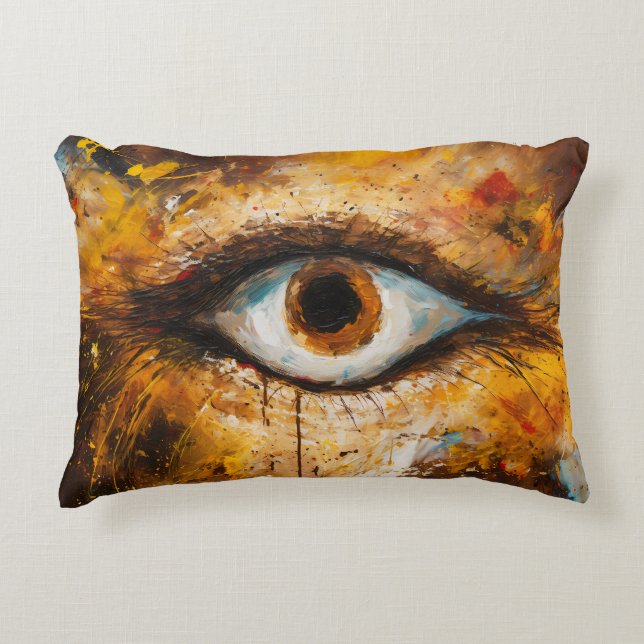 Golden Gaze – Abstract Eye Art Accent Pillow (Front)