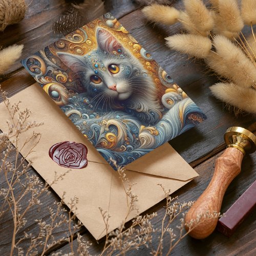 Golden Gaze Feline Portrait in Yellow Eyes Postcard