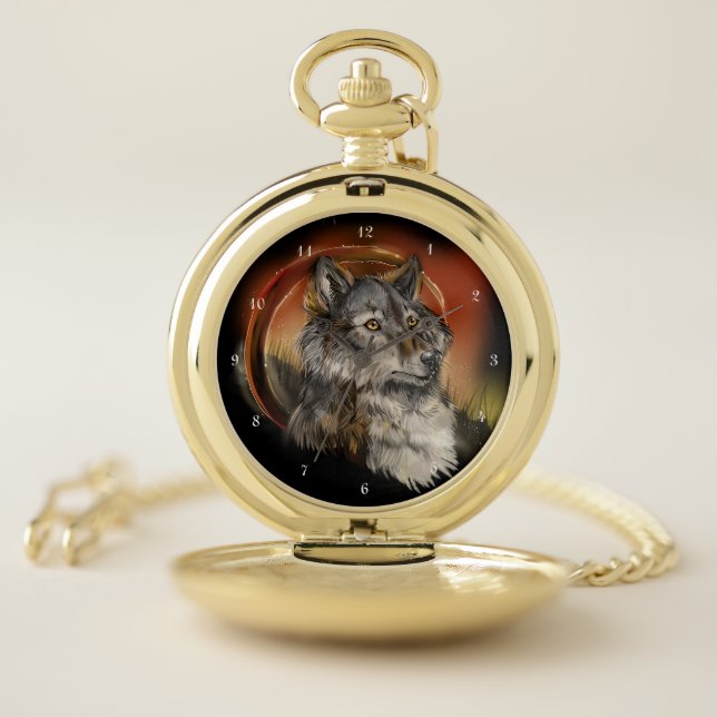 Golden Gaze Wolf Pocket Watch (Inside)