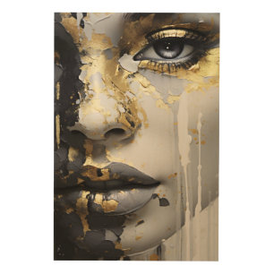 Golden Gaze Wood Wall Art