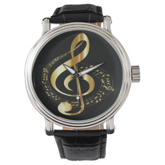 Golden Gclef and Black Men's Watch