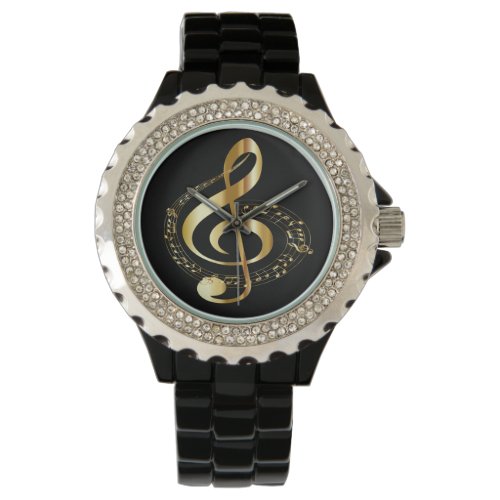 Golden Gclef Ladies Rhinestone Watch