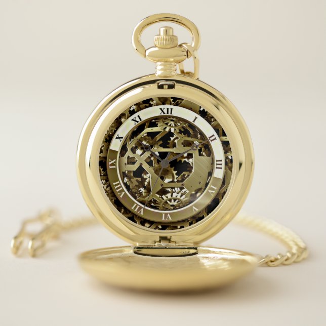 Golden Gear Pattern For  Pocket Watch (Inside)