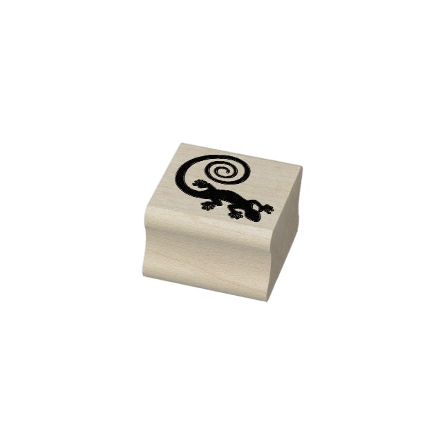 Golden Gecko with Spiral Tail Rubber Stamp (Stamp)