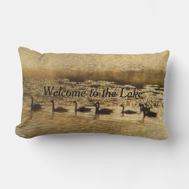 Golden Geese Welcome to the Lake Come Back Lumbar Pillow (Front)