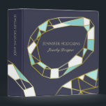 Golden Gem Outlines | Navy Blue | Jewelry Designer 3 Ring Binder<br><div class="desc">Elegant binder in navy blue with the golden outlines of a pear-cut gemstone.</div>