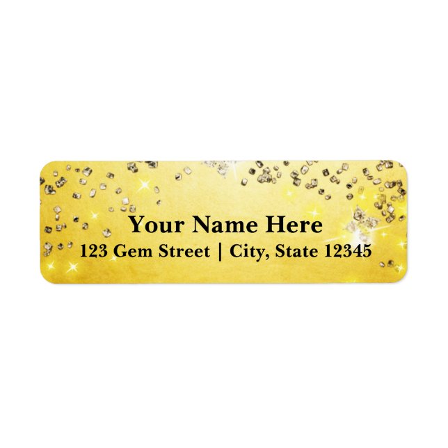 Golden Gems Sparkle Elegant Party Address Label (Front)