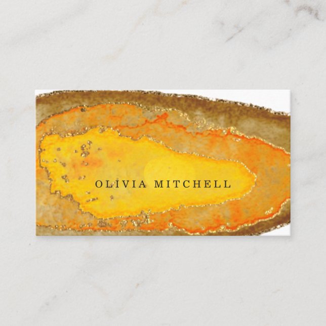 Golden Geode | Watercolor Business Card (Front)