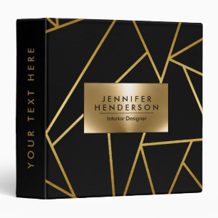 Golden Geometric Abstract 3 Ring Binder