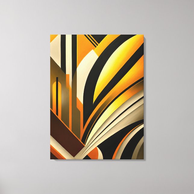 Golden Geometric Abstract Art Canvas Print (Front)