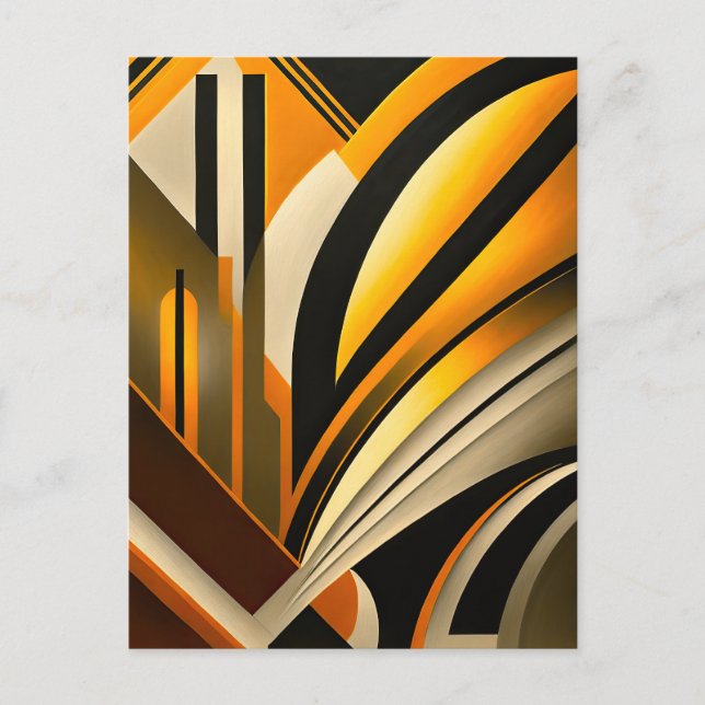 Golden Geometric Abstract Art Postcard (Front)