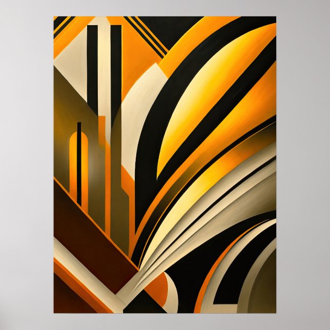 Golden Geometric Abstract Art Poster (Front)