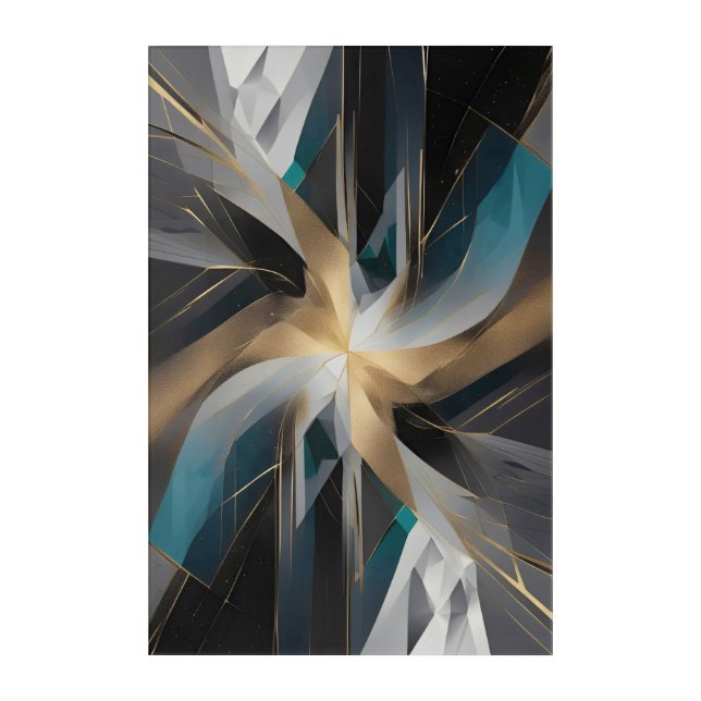 Golden Geometric Aurora Acrylic Print (Front)