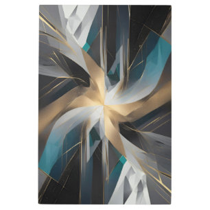 Golden Geometric Aurora Metal Print