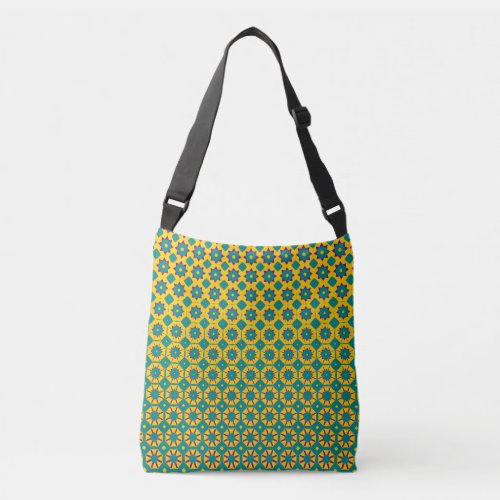 Golden Geometric Blossom Crossbody Bag