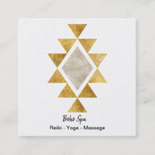 Golden Geometric Boho Square Business Card