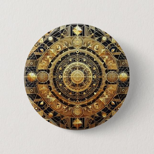 Golden Geometric Button (Front)
