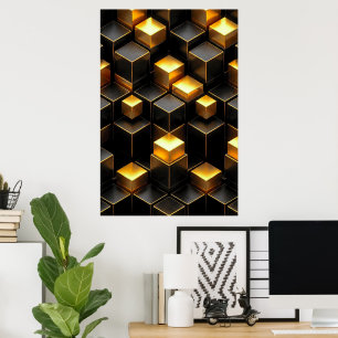 Golden Geometric Circuitry Tech Room Decor