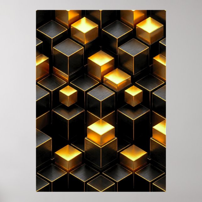 Golden Geometric Circuitry Tech Room Decor (Front)
