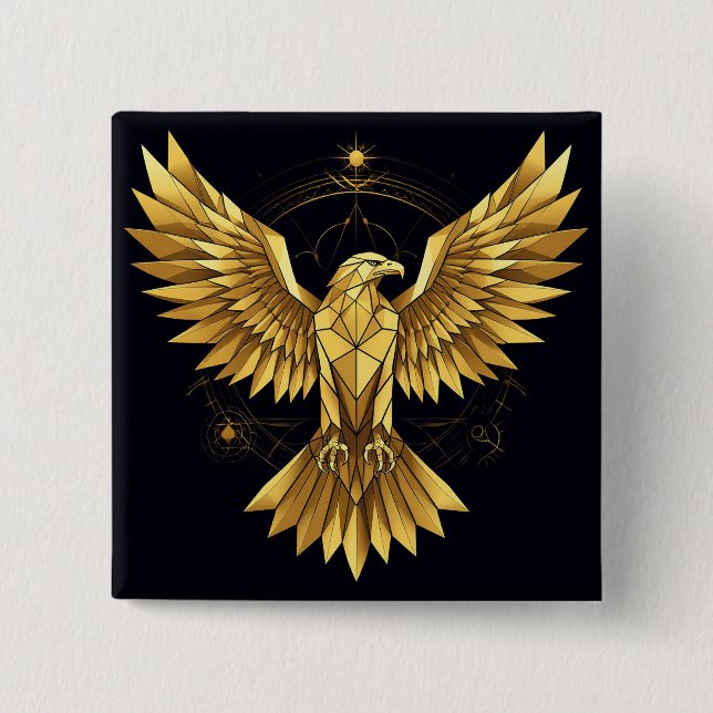 Golden Geometric Eagle Button (Front)