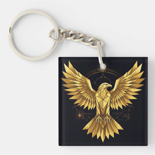 Golden Geometric Eagle Keychain (Front)