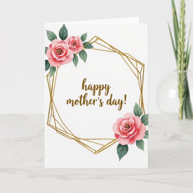 Golden Geometric Floral Card (Front)