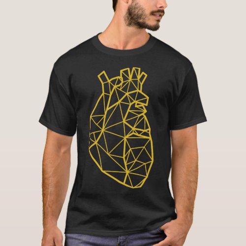 Golden Geometric Heart Version 1 T_Shirt