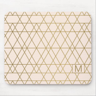 Golden Geometric Lines Mouse Pad