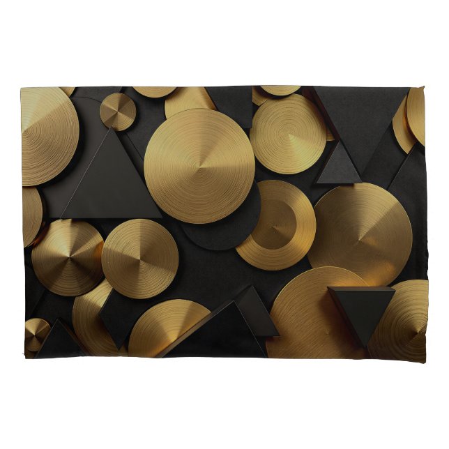 Golden Geometric Luxury Abstract Pillow Case (Front)