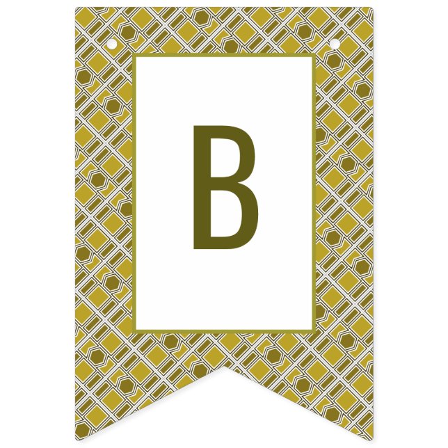 Golden Geometric Pattern, Modern Birthday Party Bunting Flags (Second Flag)