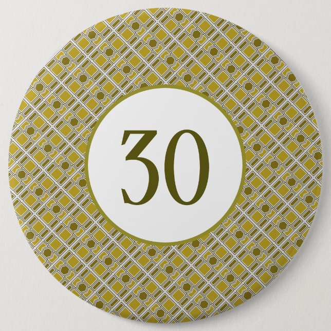 Golden Geometric Pattern, Modern Birthday Party Button (Front)