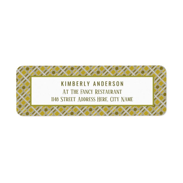 Golden Geometric Pattern, Modern Birthday Party Label (Front)
