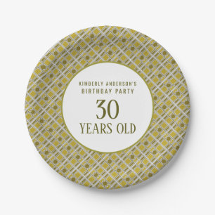 Golden Geometric Pattern, Modern Birthday Party Paper Plates
