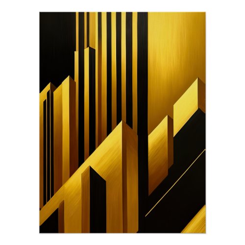 Golden Geometric Urban Skyline Poster