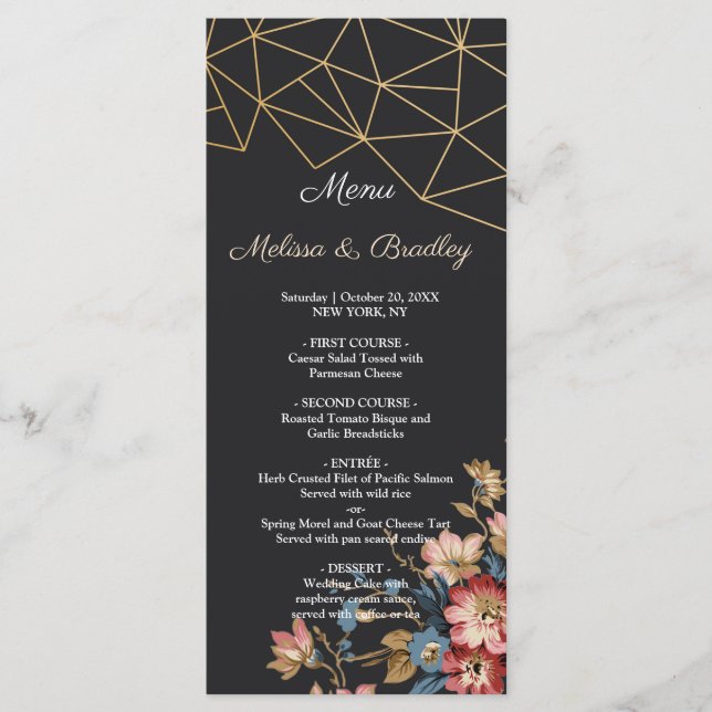 Golden Geometric  Wedding Menu (Front)