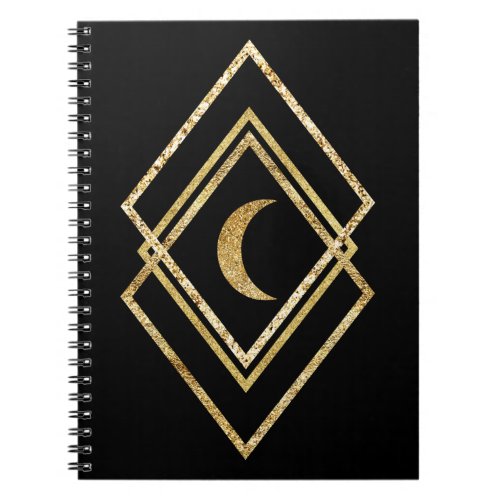 Golden Geometric With Moon Notebook