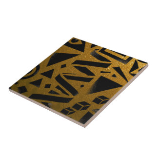 Golden Geometry: A Modern Glow Ceramic Tile