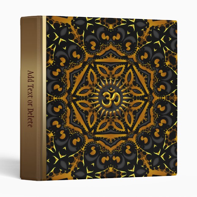 Golden Geometry AUM Hexagonal Mandala 3 Ring Binder (Front/Spine)