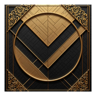 Golden Geometry Glossy Poster