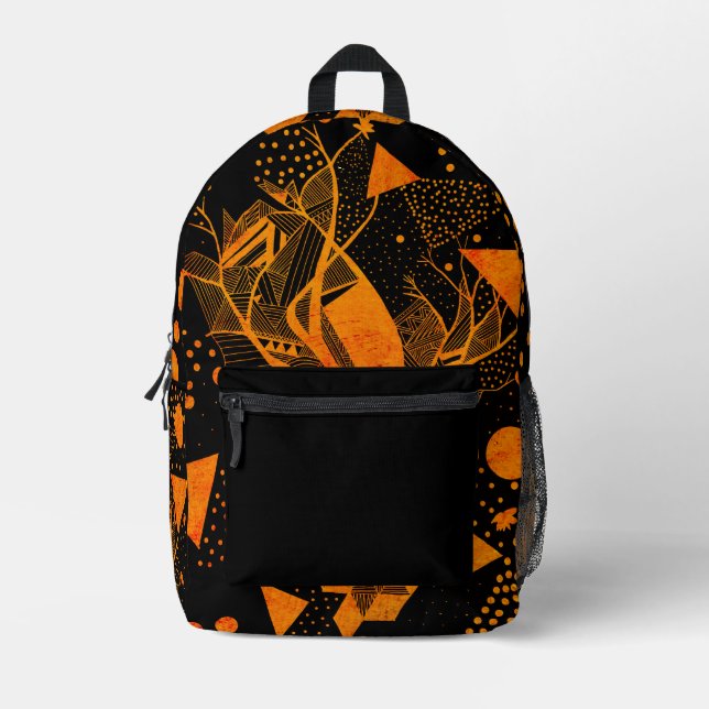 golden geometry printed backpack (Front)