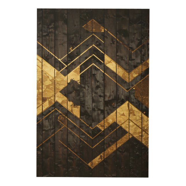 Golden Geometry Wood Wall Art (Front)