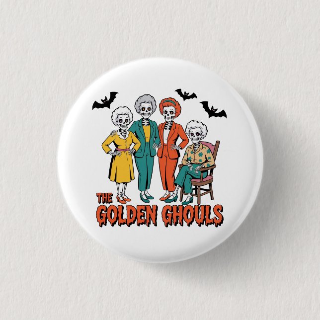 Golden Ghouls Girls' Halloween Button (Front)