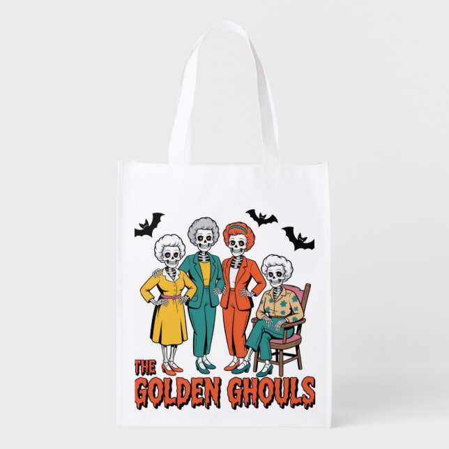 Golden Ghouls Girls' Halloween Grocery Bag (Front)