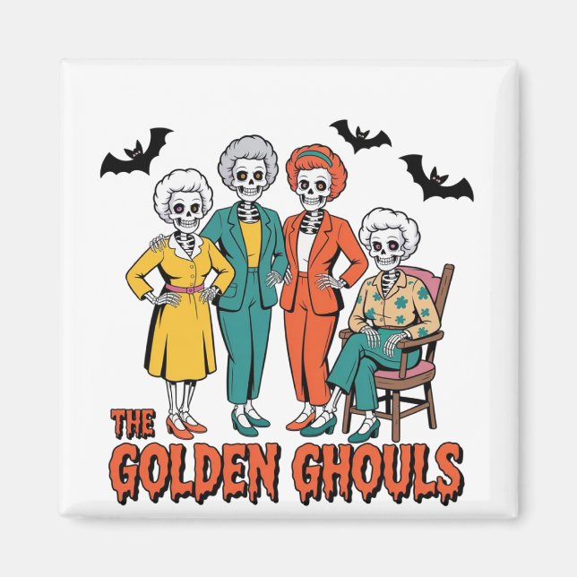 Golden Ghouls Girls' Halloween Magnet (Front)