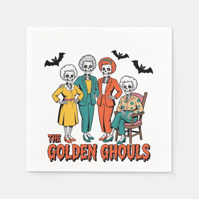 Golden Ghouls Girls' Halloween Napkins (Front)