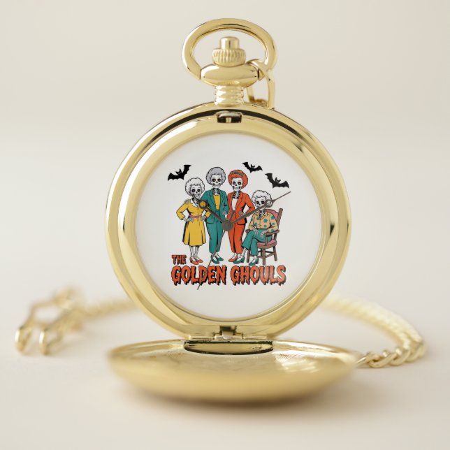 Golden Ghouls Girls' Halloween Pocket Watch (Inside)