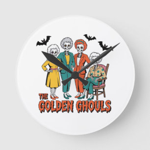 Golden Ghouls Girls' Halloween Round Clock