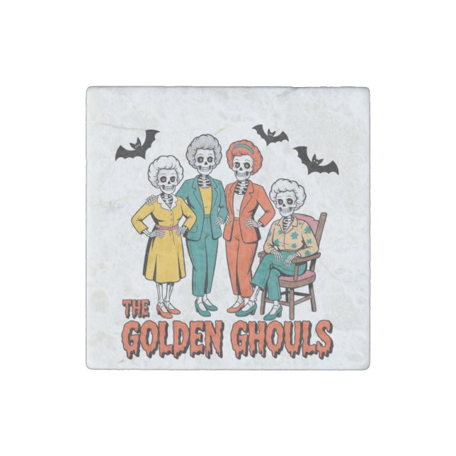 Golden Ghouls Girls' Halloween Stone Magnet (Front)