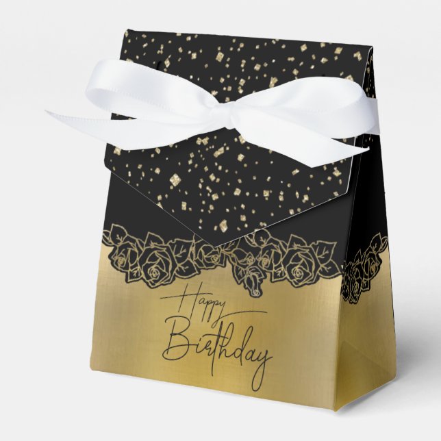 Golden gift box with roses to fulfill (Front Side)