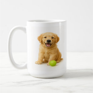Golden Giggles – Retriever Pup & Lime Green Ball Coffee Mug